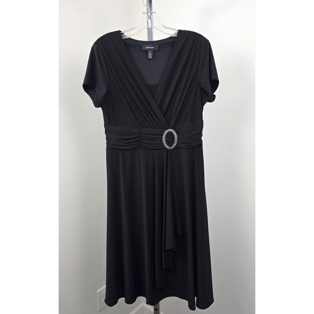 R‎ & M Richards Empire Waist Short Sleeve Dress Black 14